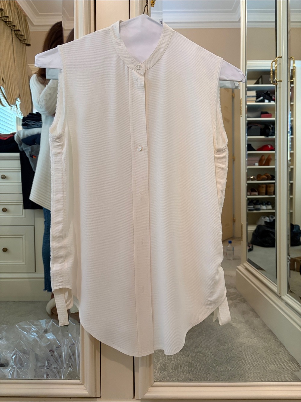 Helmut Lang White Sleeveless Button-Front Camisole